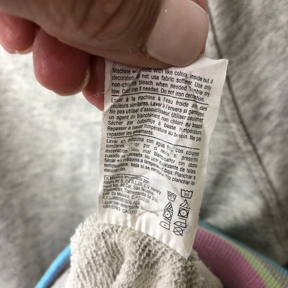 Champion Lifestyle Campus French Terry Sweatshirt Size Medium Gray Pastel Stripe - Picture 8 of 8